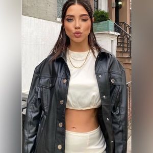 Never worn (only washed) oversized faux leather jacket